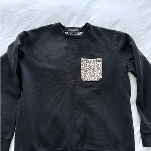 Forever 21 Black Sweatshirt with Leopard Print Lining